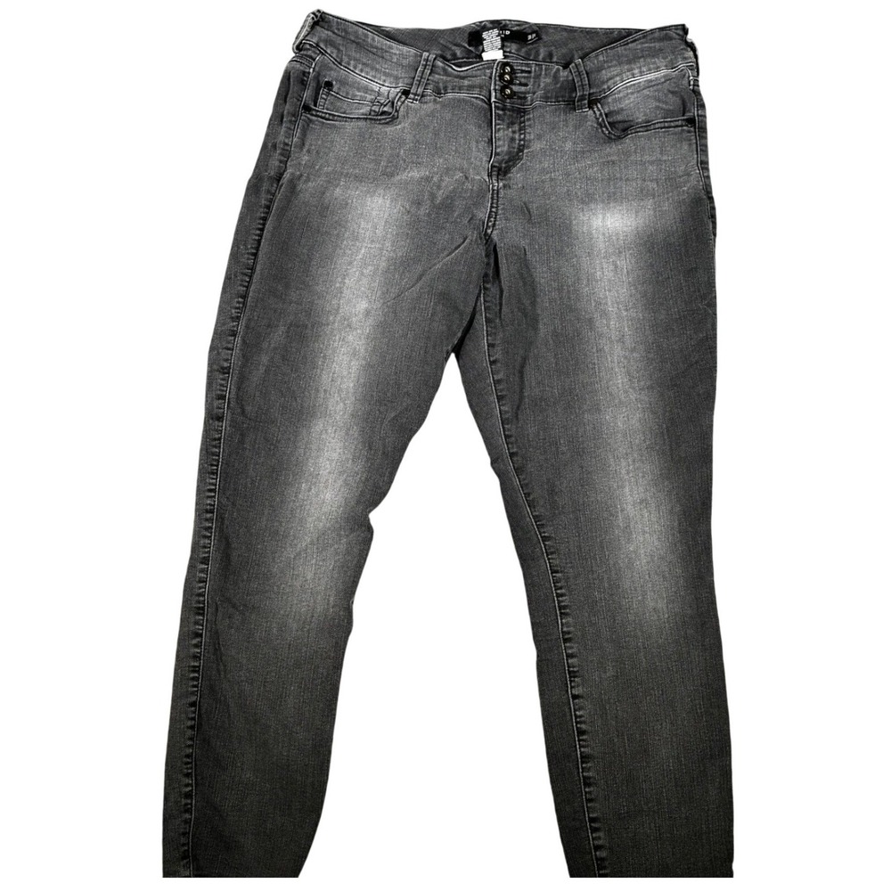 Torrid Black Skinny Jeans Women 16 R Faded Triple Button Mid Rise Stretch Denim